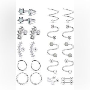 Random silver earring bunch